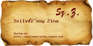 Szilvássy Zina névjegykártya
